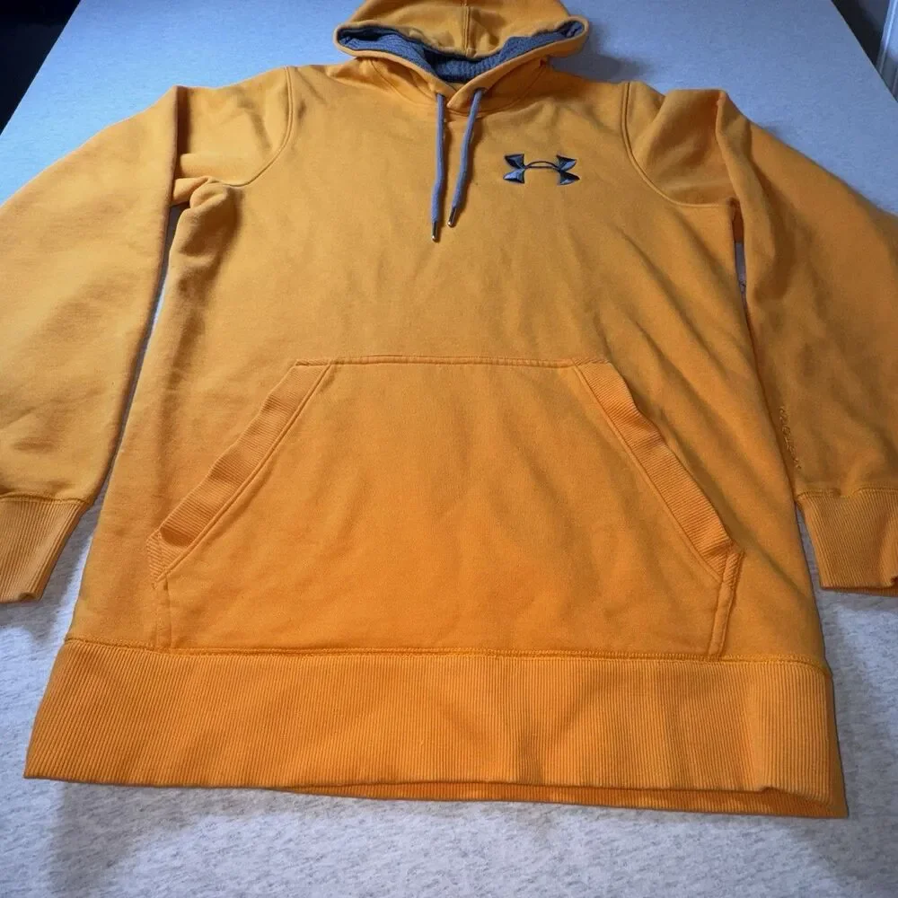 Mens Under Armour UA Storm Size Med Orange Loose Fit Pullover Hoodie Sweatshirt